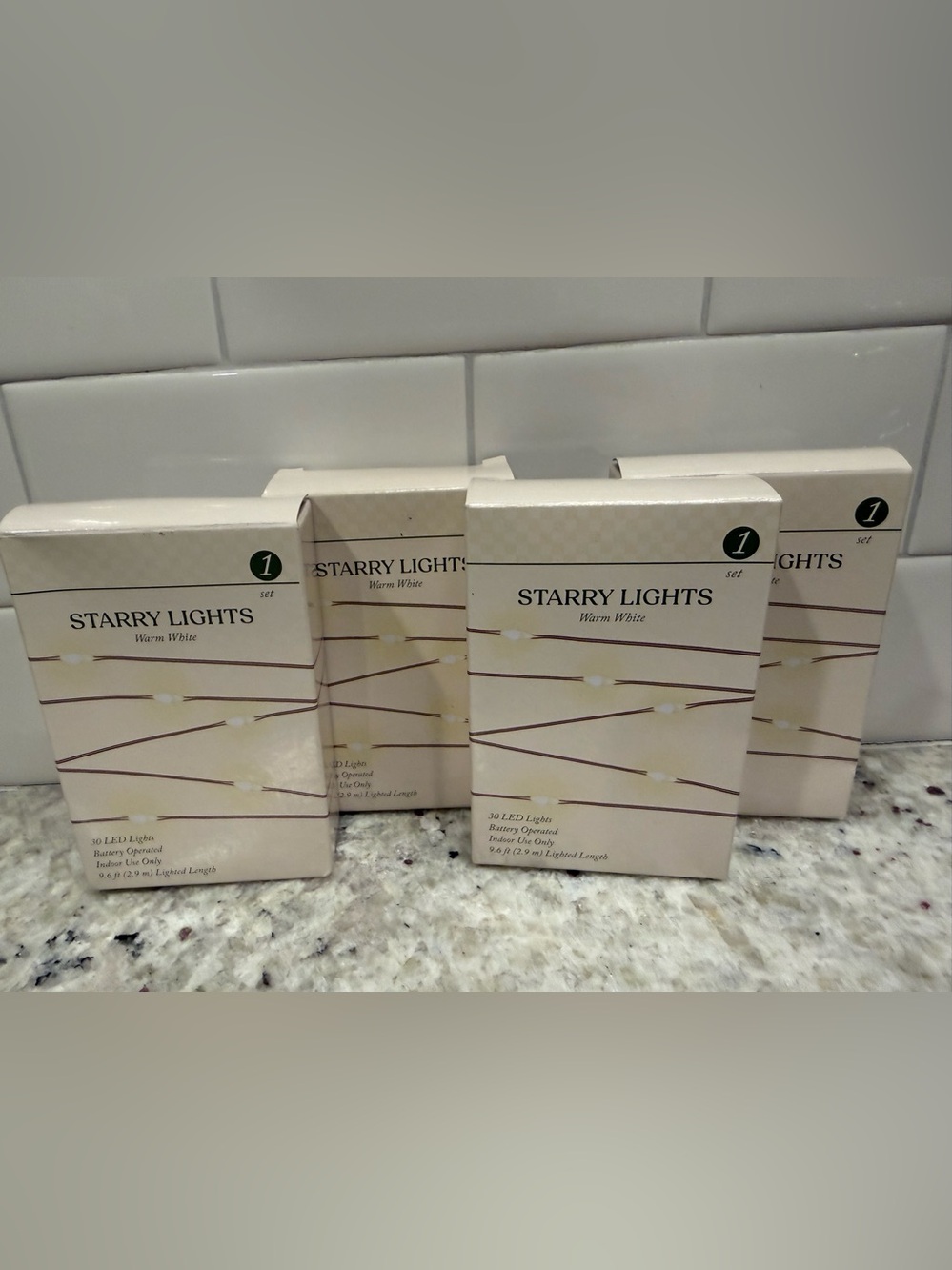 Starry Lights Warm White LED String Lights (4 Sets) Battery Powered NIB